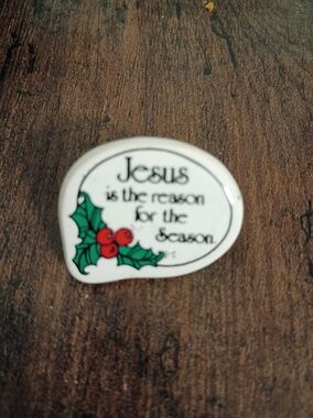Jesus Is The Reason For The Season Pin - White, Green, Red